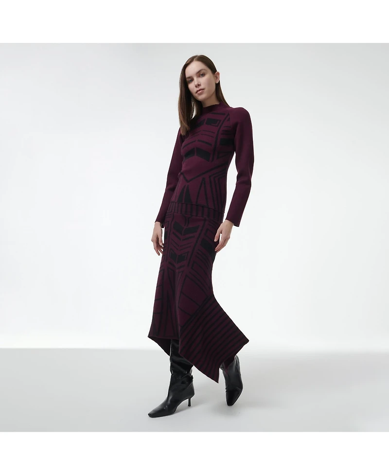 Leem Women's Geometric Jacquard Handkerchief Skirt