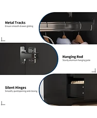 gaomon 71" Armoire Wardrobe Closet with 2 Drawers & Doors, Adjustable Shelves, Hanging Rod, Modern Bedroom Storage Cabinet