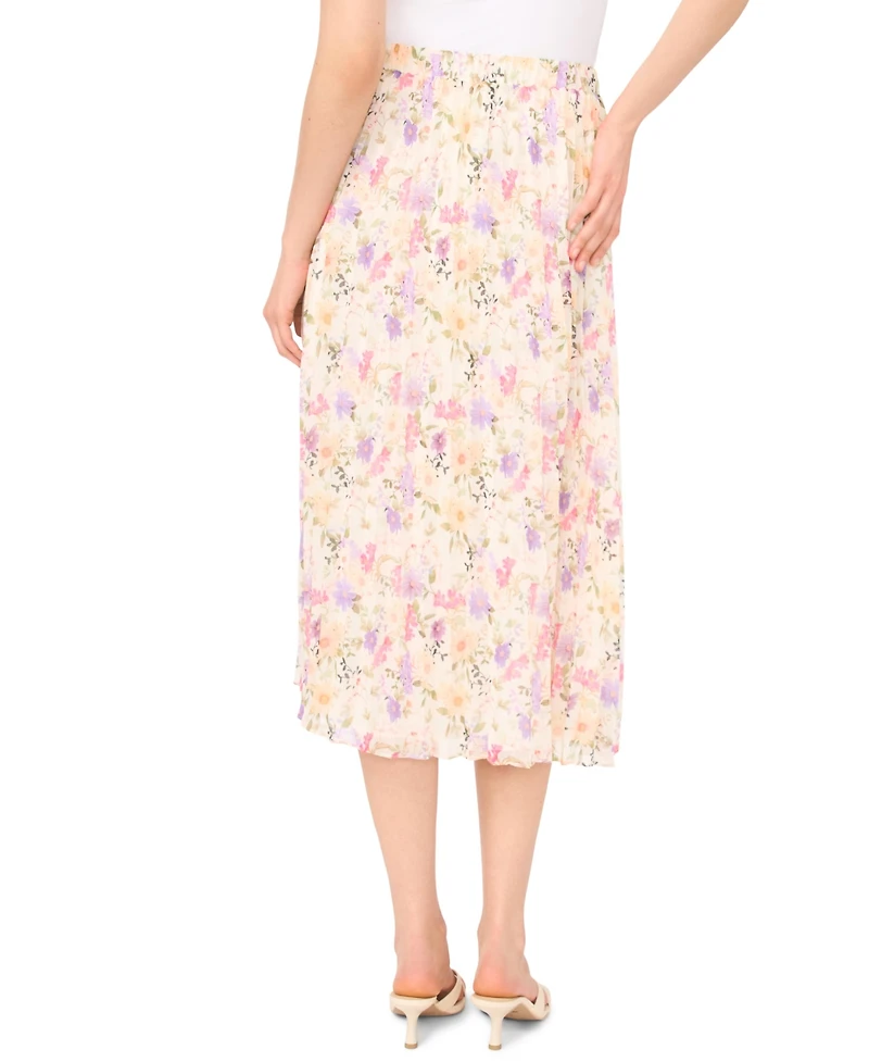 CeCe Women's Sunburst Pleat Detail Midi Skirt