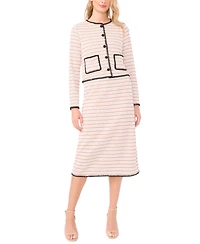 CeCe Women's Crochet Detail Long-Sleeve Crew Neck Cardigan