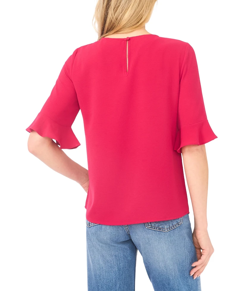 CeCe Women's Ruffled-Cuff 3/4-Sleeve Crew Neck Top