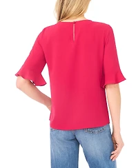 CeCe Women's Ruffled-Cuff 3/4-Sleeve Crew Neck Top