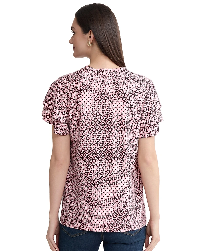 Jones New York Women's Printed Short-Sleeve Blouse