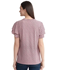 Jones New York Women's Printed Short-Sleeve Blouse