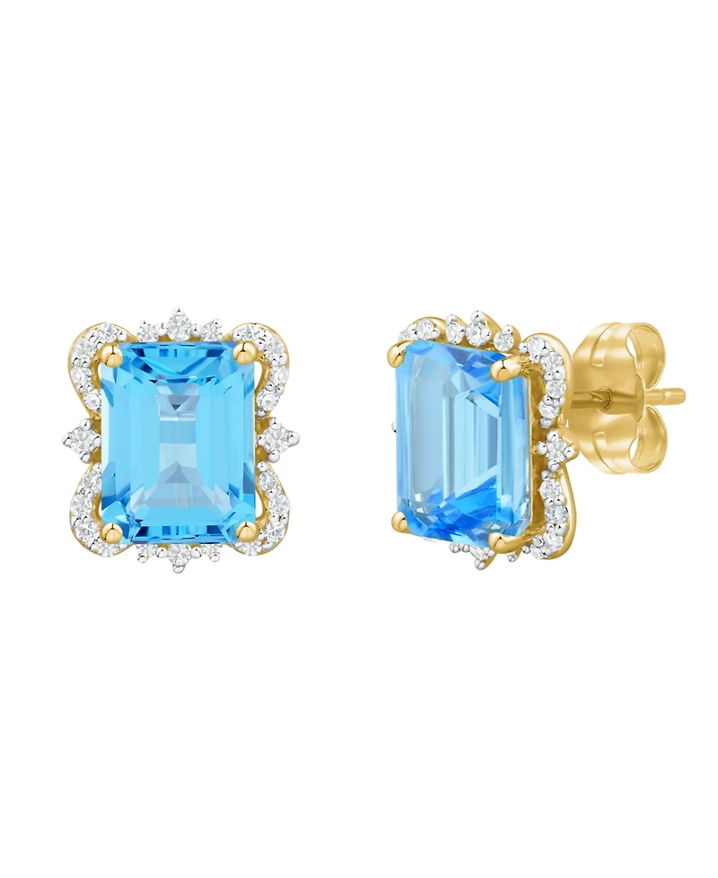 Macy's Onyx (2-3/4 ct. t.w.) and Diamond ( 1/6 Stud Earrings 14k Yellow Gold (also available Blue Topaz Amethyst)