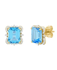 Macy's Onyx (2-3/4 ct. t.w.) and Diamond ( 1/6 Stud Earrings 14k Yellow Gold (also available Blue Topaz Amethyst)