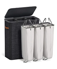 Sorbus 3-Compartment Laundry Basket with Removable Bag - Durable Organizer for Bathroom, Bedroom, or Room Space Saving Design