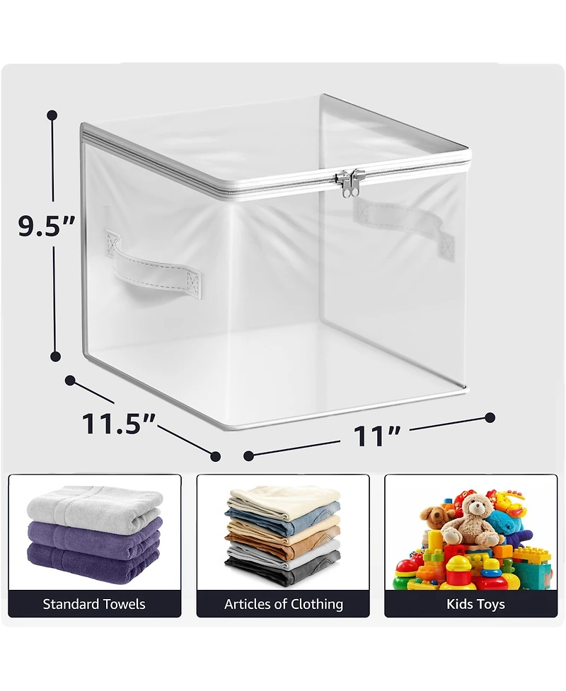 Sorbus 6 Pack Clear Storage Cube with Zipper & Carry Handles - for Clothes, Blankets, Bedding, Closets, Bedrooms & More