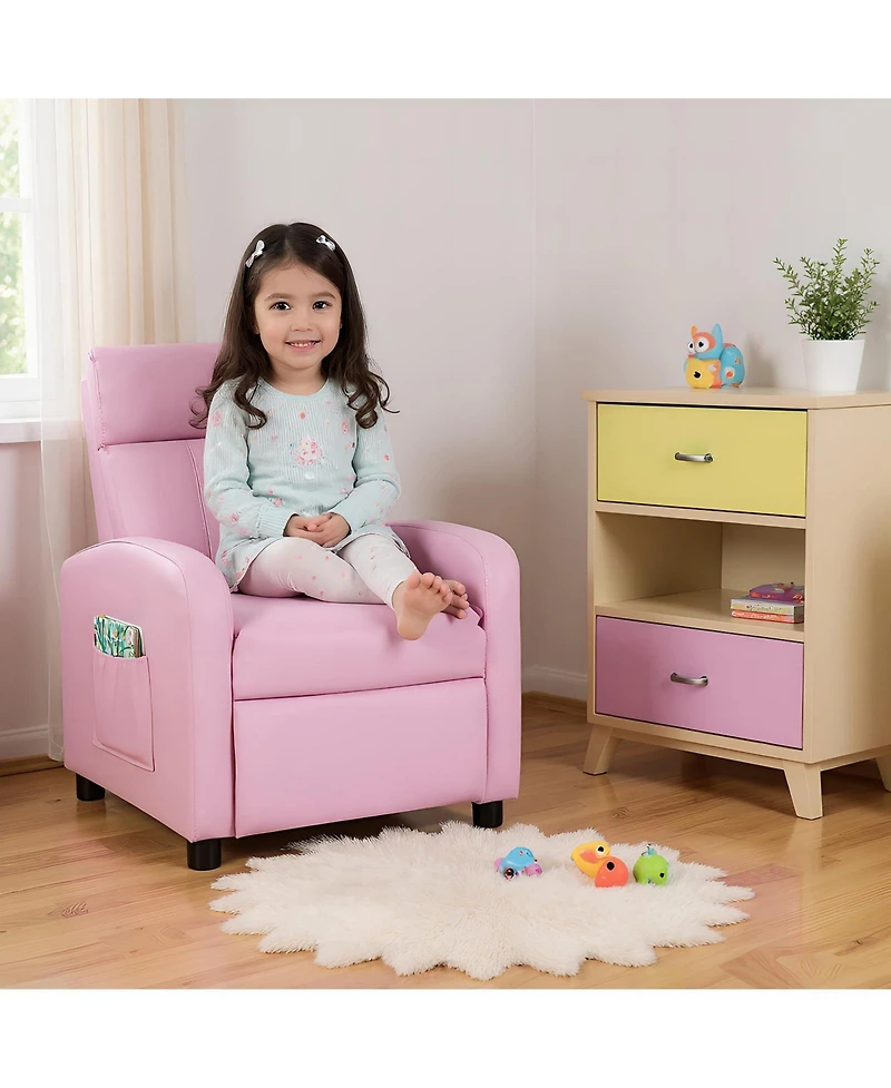 Ergonomic Pu Leather Kids Recliner Lounge Sofa for Kids