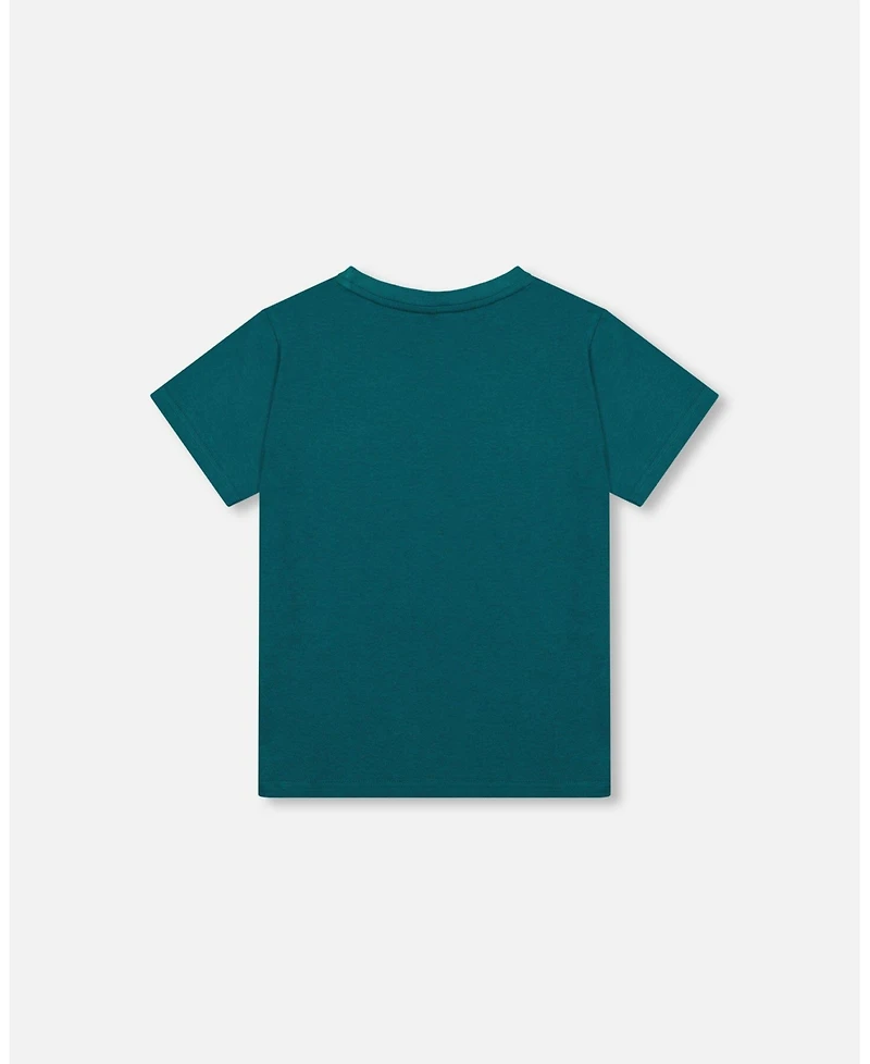 Deux par Toddler Boys Cotton Jersey T-Shirt Solid Dark Turquoise - Toddler|Child