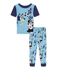 Bluey Boys' Toddler 2T-4T Go Blue Short-Sleeve Top and Joggers, 2-Piece Set