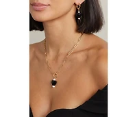 Joey Baby Stainless Steel Heart Drop Necklace and Earrings Set with Freshwater Pearl