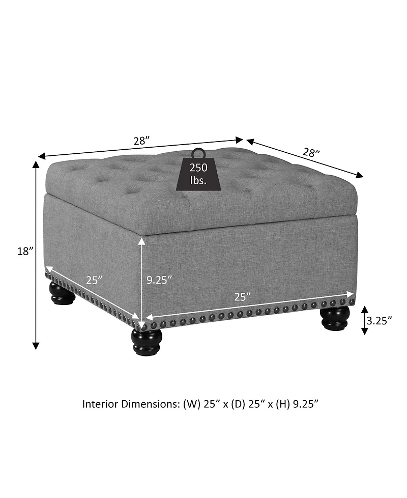 Convenience Concepts 28" Plywood Square Ottoman Coffee Table