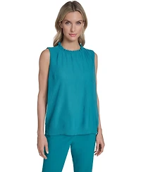 Calvin Klein Women's Sleeveless Ruffle Neckline Top