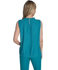 Calvin Klein Women's Sleeveless Ruffle Neckline Top