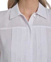 Calvin Klein Women's Sleeveless Pleated Front Blouse