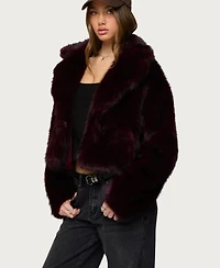Edikted Womens Kamilah Oversized Faux Fur Coat