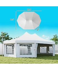 Outsunny 29' x 21' Canopy Party Event Tent w/ 2 Pull-Back Doors & 8 Windows