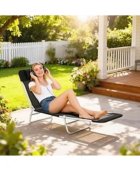 Outsunny Foldable Reclining Pool & Beach Chair w/ Pillow