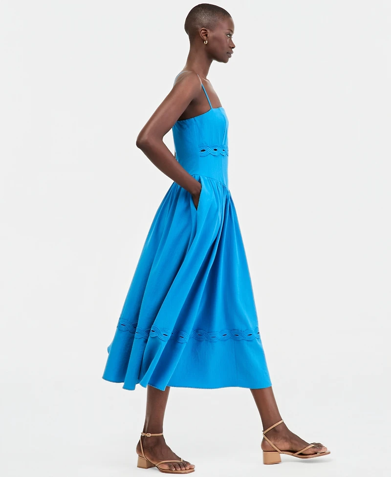 Row A Juniors' Square-Neck Sleeveless Midi Dress