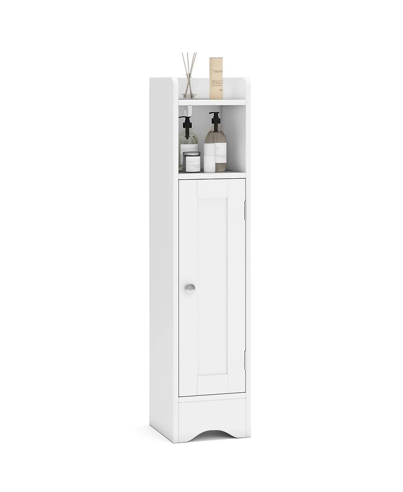 Volenca Slim Bathroom Corner Storage Cabinet with 1 Door and Adjustable Shelves