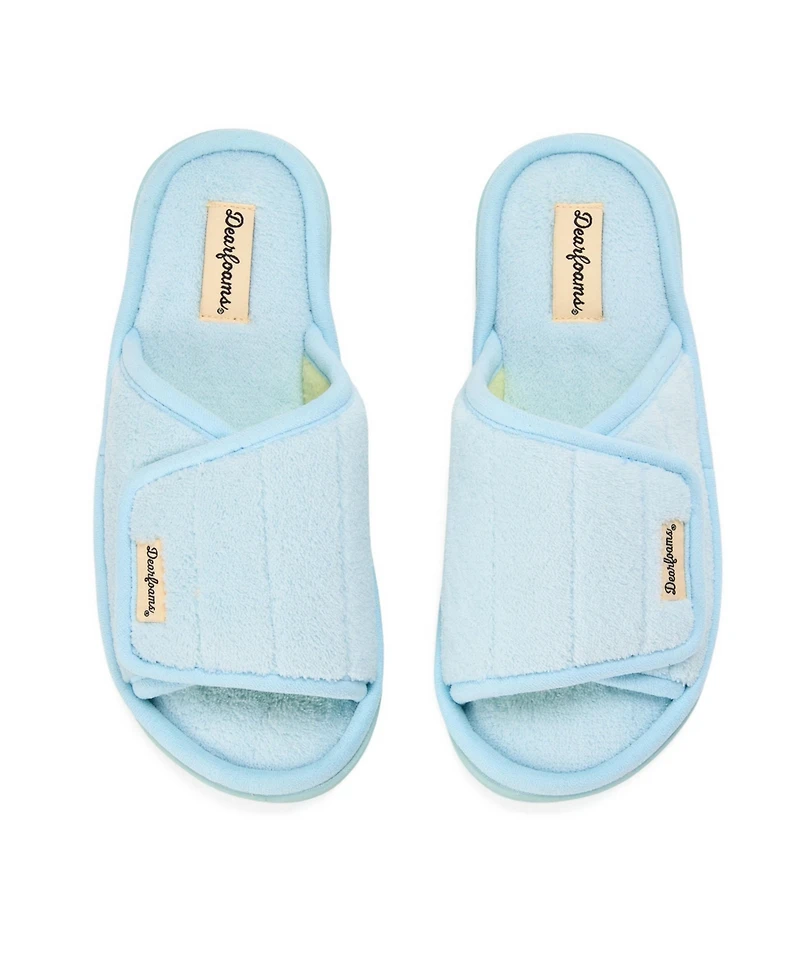 Dearfoams Women's Mickey Terry Adjustable Shower Slide House Slipper