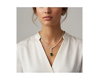 Genevive Timeless 14K Gold Plated Pear-cut Cubic Zirconia Tennis Necklace