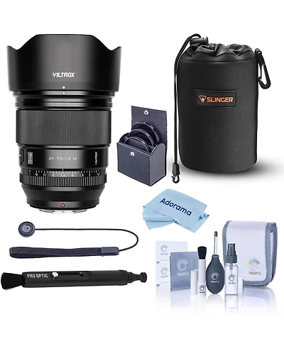 Viltrox Pro Af 75mm f/1.2 Xf Lens for Fujifilm X, Bundle with 77mm Filter Kit, Lens Pouch, Pen Lens Cleaner, Lens Cap Tether