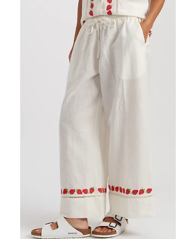 Chinti & Parker Women's Linen-Blend Strawberry Trousers