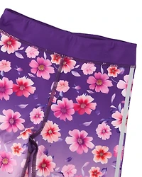 Deux par Deux Girls Athletic Leggings in Polyester Mauve Floral Gradient