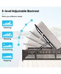 Gymojoy Brown 1-Piece Wicker Chaise Lounge with 5 In. Thick Olefin Cushions Patio Chair for Sunroom, Balcony