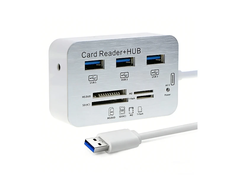 Risokeys 7-in-1 Usb 3.0 Hub with Multi-Card Reader, Portable Adapter for Laptop/Desktop, Ideal for Photographers,Content Creators