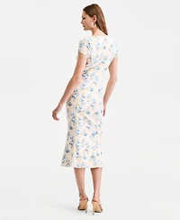 Guess Women's Teodolin Floral Sweetheart Midi Dress