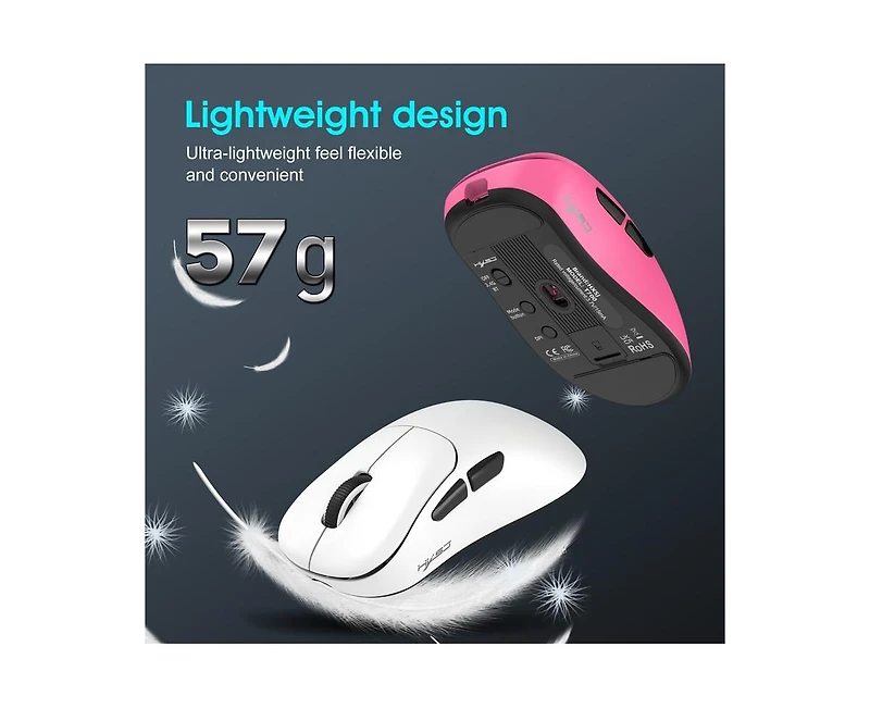 Risokeys Tri-Mode Wireless Gaming Mouse, Lightweight, 10000 Dpi Adjustable, 1000Hz Polling Rate, BT5.3+2.4G+Wired, for Pc, Laptop