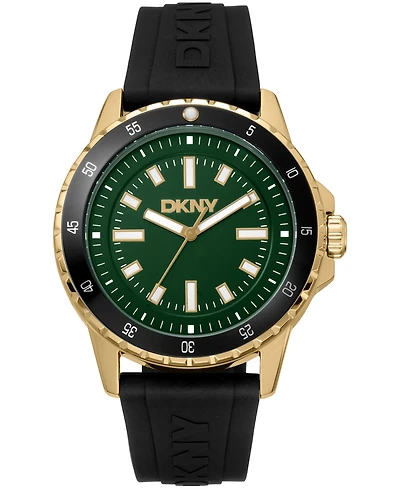 Dkny Men's Sport Watch Green Dial Black Silicone Strap, 43mm