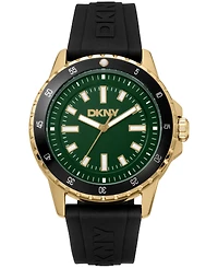 Dkny Men's Sport Watch Green Dial Black Silicone Strap, 43mm