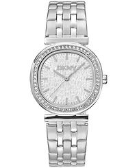 Dkny Women's Silver Dial Crystal Bezel Stainless Steel Bracelet Watch, 30mm
