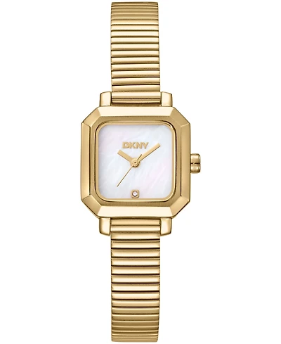 Dkny Women's White Mop Dial Gold-Tone Stainless Steel Tubogas Bracelet Watch, 22mm