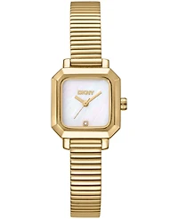 Dkny Women's White Mop Dial Gold-Tone Stainless Steel Tubogas Bracelet Watch, 22mm