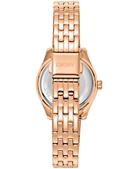 Dkny Women's Rose Gold Dial Fluted Bezel Rose-Gold Tone Stainless Steel Bracelet Watch, 30mm