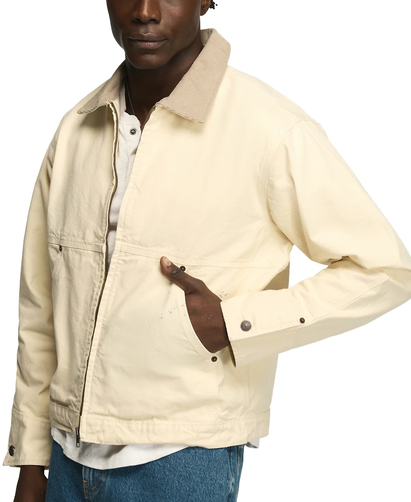 Lucky Brand Men's Spread Collar Canvas Chore Jacket