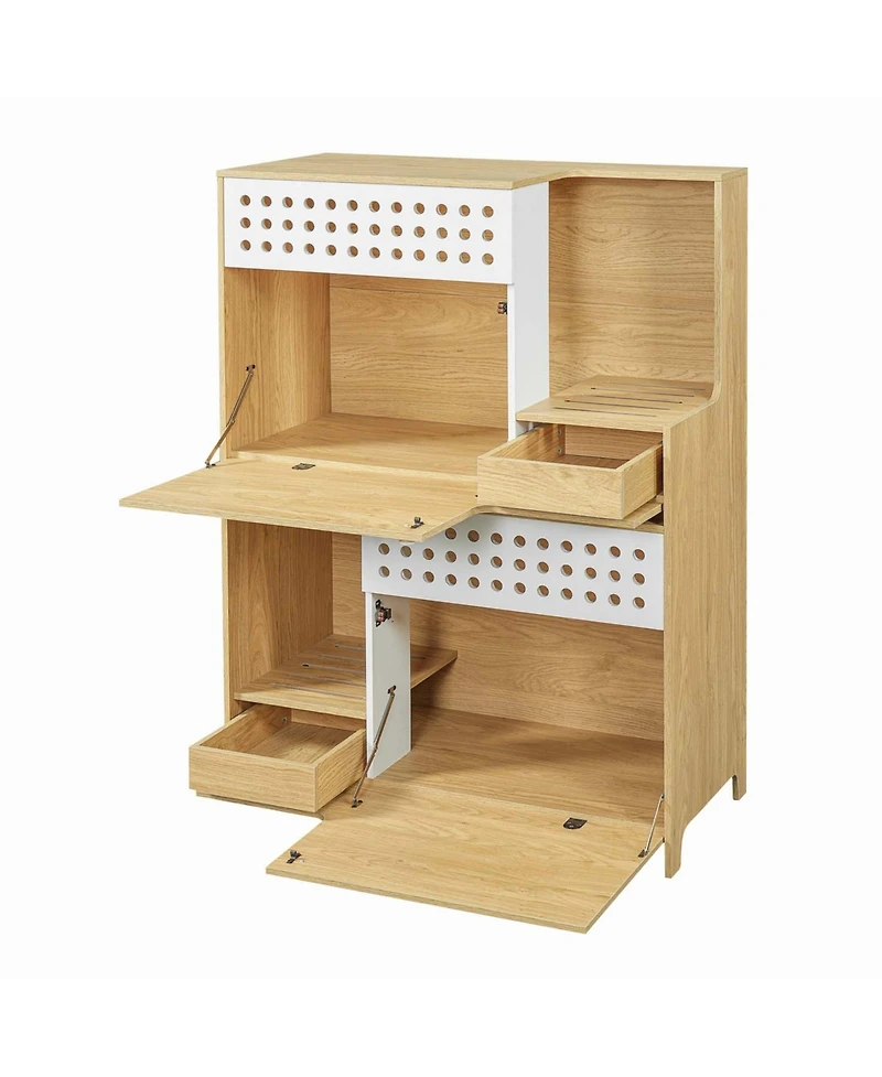 Aostirmotor Modern 2-in-1 Cat Furniture Set: Litter Box Enclosure & Cat House Side Table with Storage