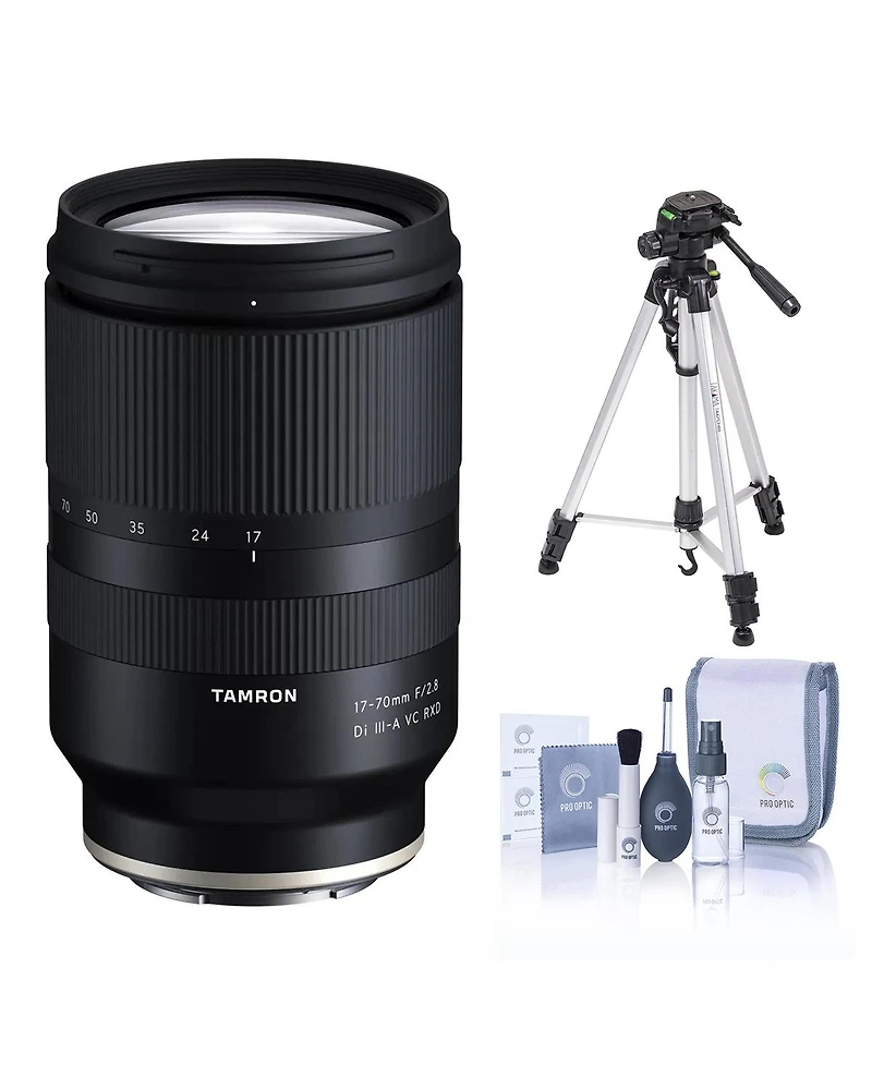 Tamron 17-70mm f/2.8 Di Iii-a Vc Rxd Lens for Sony E, Bundle with 3-Section Aluminum Tripod and Cleaning Kit