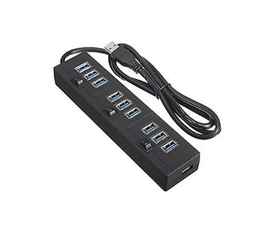 Risokeys Usb 3.0 Hub 10-Port Expander, for Laptop/Desktop, Portable Usb Hub for Home Office/Gamers/Professionals