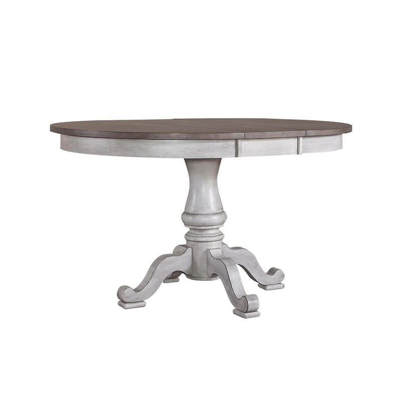 Liberty Furniture Ocean Isle Pedestal Table Set in Antique White w/ Weathered Pine