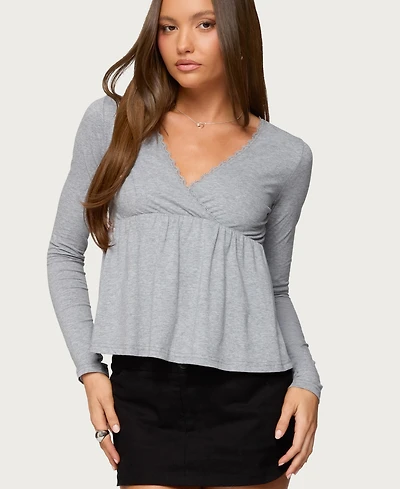 Edikted Women's Kenzie Long Sleeve Babydoll Top