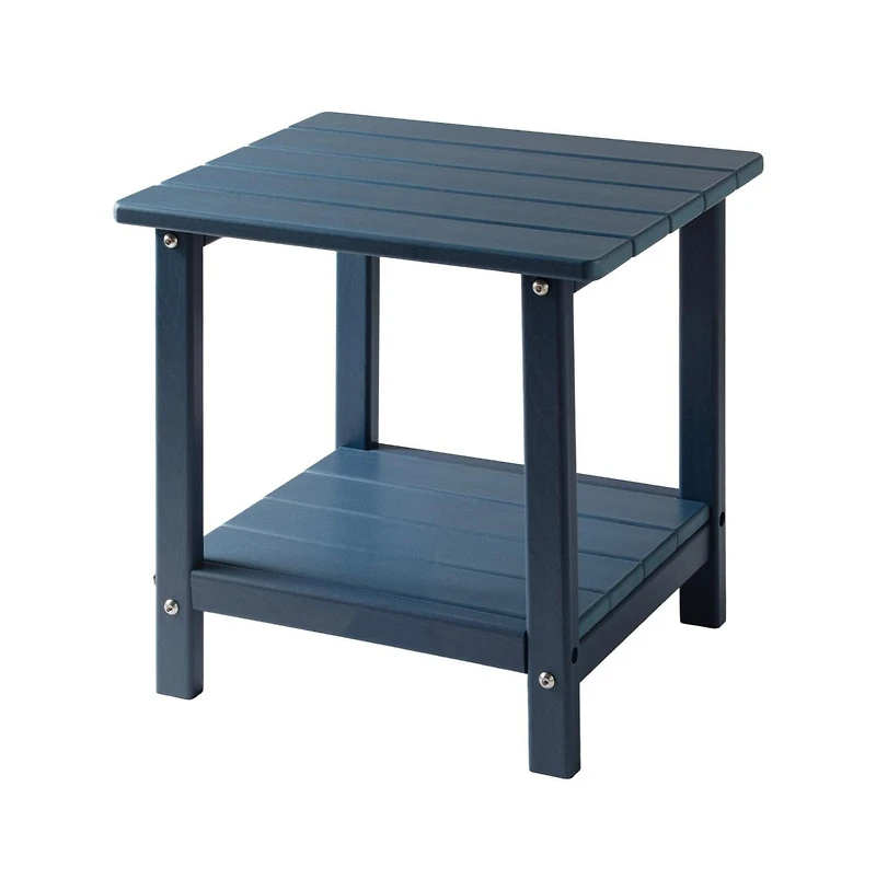 Slickblue 2-Tier Outdoor Side Table in Black Hdpe for Backyard or Indoor Use