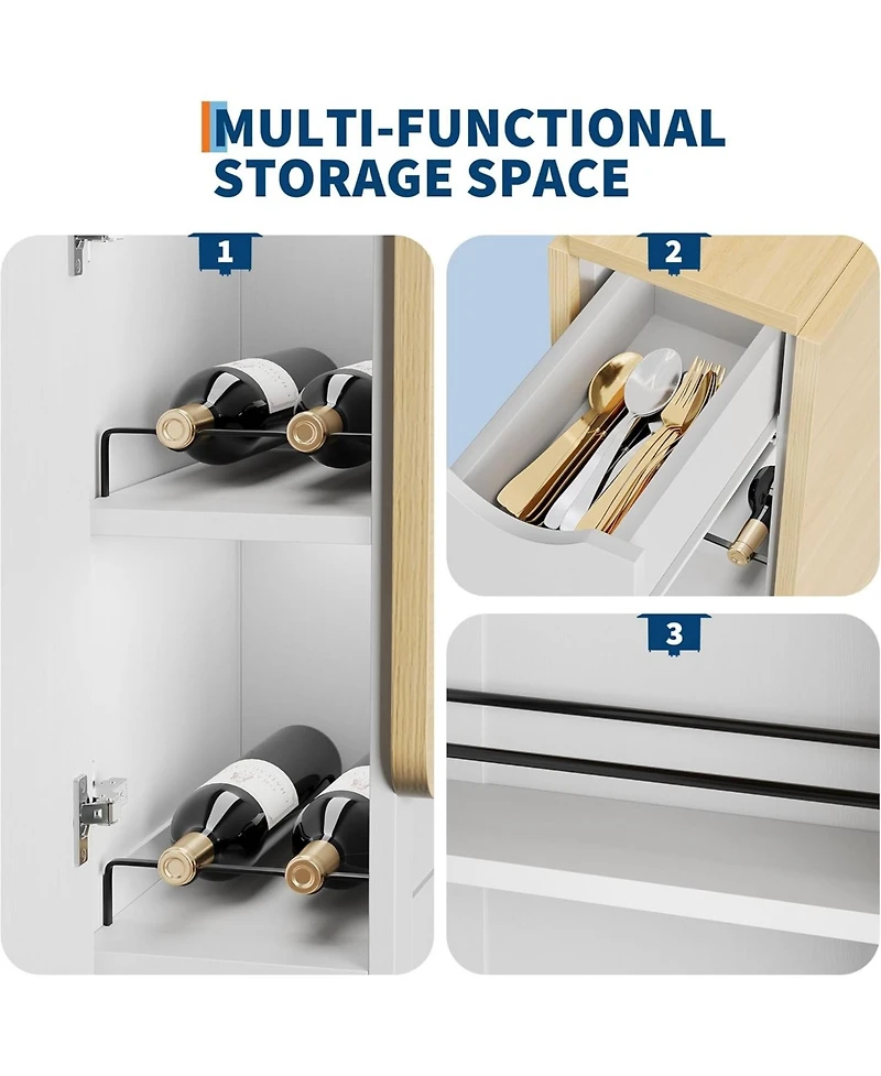 gaomon Space Saving Folding Dining Table with Storage - Kitchen Table with 6 Wheels, Drawer & Shelves, Compact Dining Table for Small Spaces