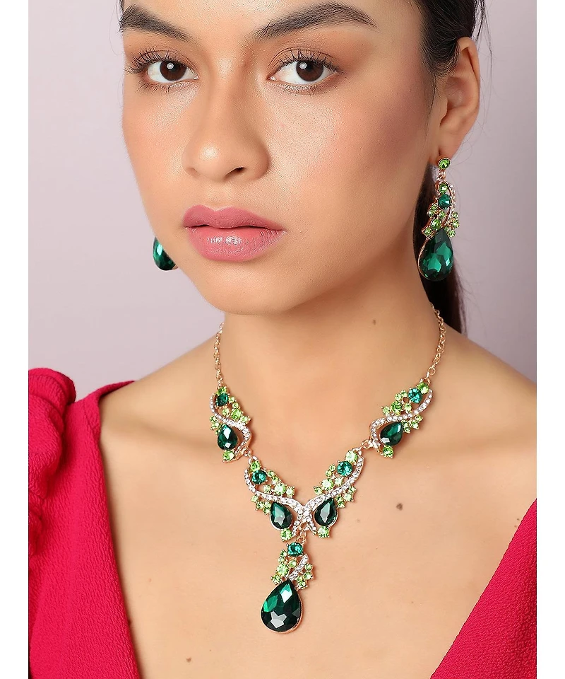 Sohi Green Stones Jewellery Set