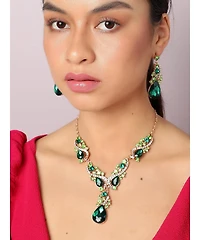 Sohi Green Stones Jewellery Set